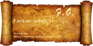 Farkas Orbán névjegykártya